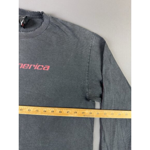 Vintage Y2K Oneill America Skate Surf Thrashed Black Long Sleeve Shirt Punk Tee - Picture 12 of 13